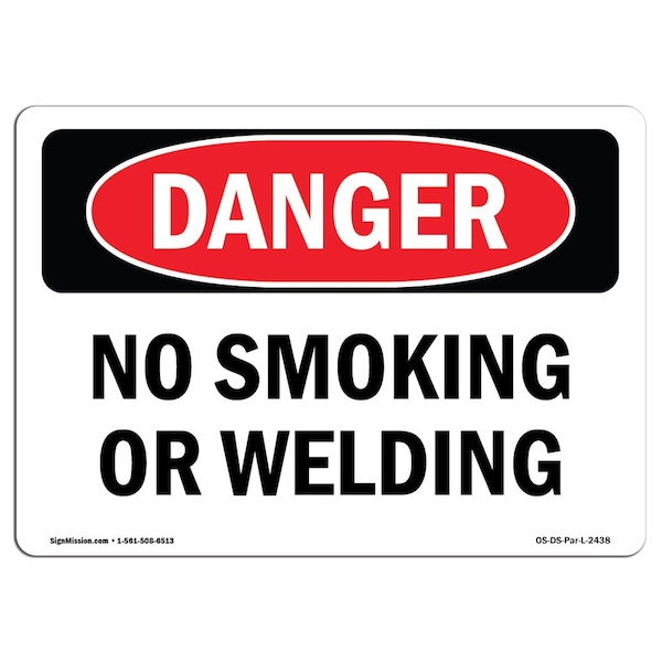 Signmission OSHA Sign, No Smoking Or Welding, 7in X 5in Decal, 5" W, 7" L, Landscape, No Smoking Or Welding OS-DS-D-57-L-2438 - main